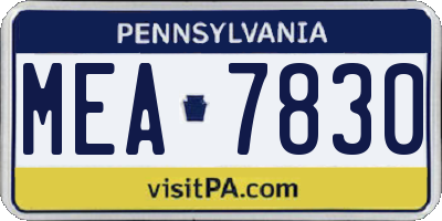 PA license plate MEA7830