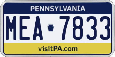 PA license plate MEA7833