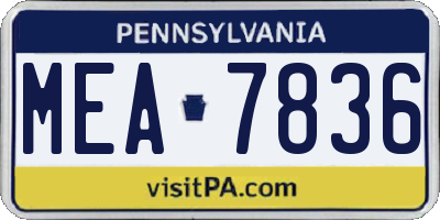 PA license plate MEA7836