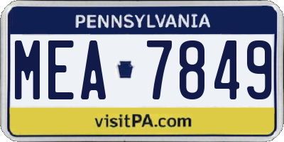 PA license plate MEA7849