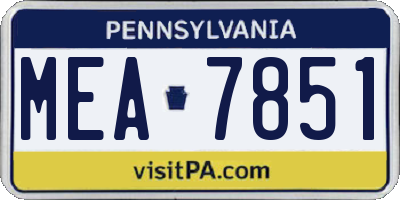 PA license plate MEA7851