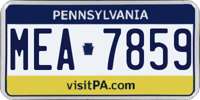 PA license plate MEA7859