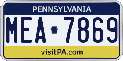PA license plate MEA7869