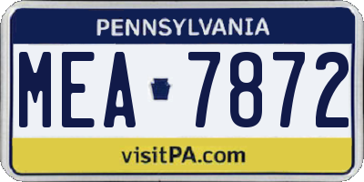PA license plate MEA7872