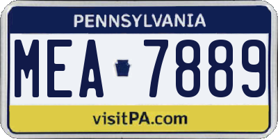 PA license plate MEA7889