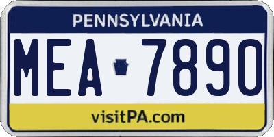 PA license plate MEA7890