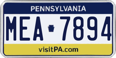 PA license plate MEA7894
