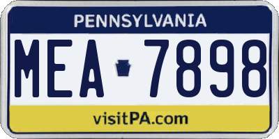 PA license plate MEA7898
