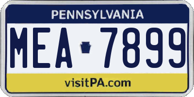PA license plate MEA7899