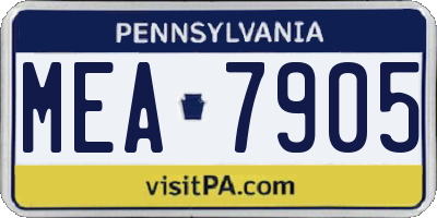 PA license plate MEA7905