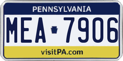 PA license plate MEA7906