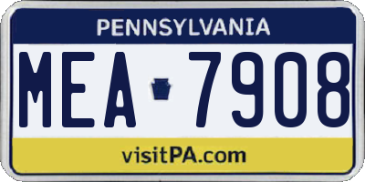 PA license plate MEA7908