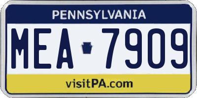 PA license plate MEA7909