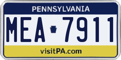 PA license plate MEA7911