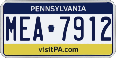 PA license plate MEA7912