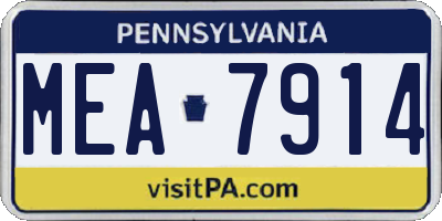 PA license plate MEA7914
