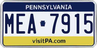 PA license plate MEA7915