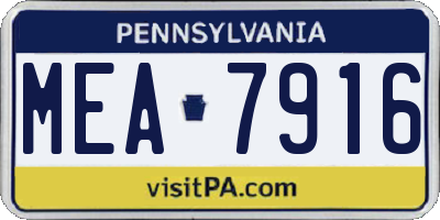 PA license plate MEA7916