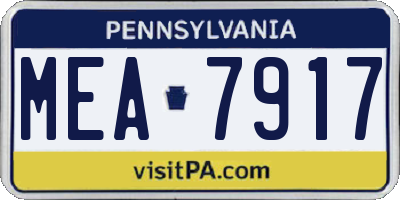 PA license plate MEA7917