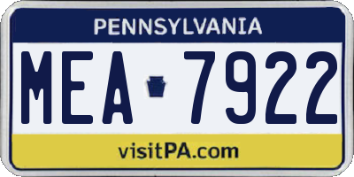 PA license plate MEA7922