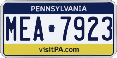 PA license plate MEA7923