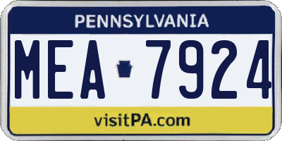 PA license plate MEA7924