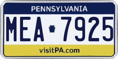 PA license plate MEA7925