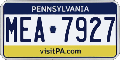 PA license plate MEA7927