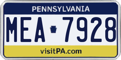 PA license plate MEA7928