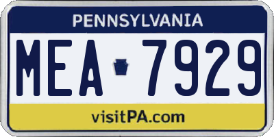 PA license plate MEA7929