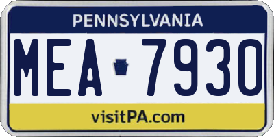 PA license plate MEA7930