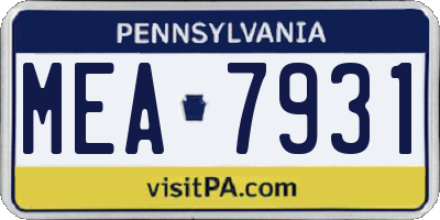 PA license plate MEA7931