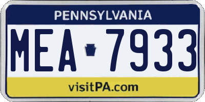 PA license plate MEA7933