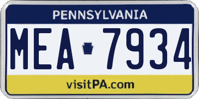 PA license plate MEA7934