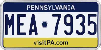 PA license plate MEA7935