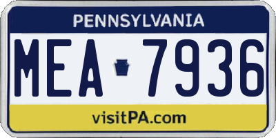 PA license plate MEA7936
