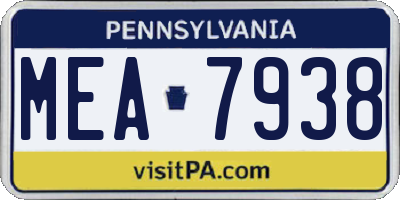 PA license plate MEA7938