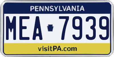 PA license plate MEA7939