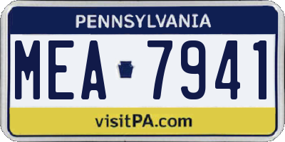 PA license plate MEA7941