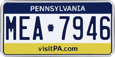 PA license plate MEA7946