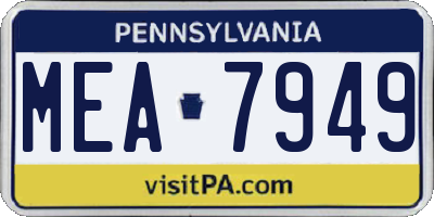 PA license plate MEA7949