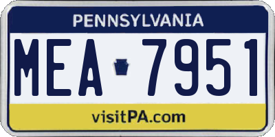 PA license plate MEA7951
