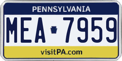 PA license plate MEA7959