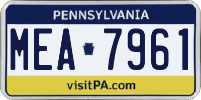 PA license plate MEA7961