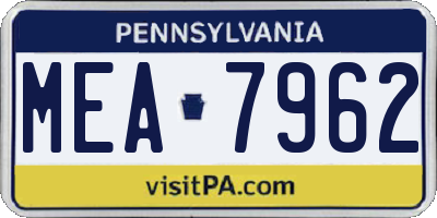 PA license plate MEA7962
