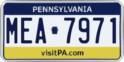PA license plate MEA7971
