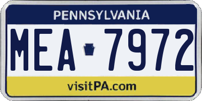 PA license plate MEA7972