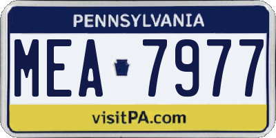 PA license plate MEA7977