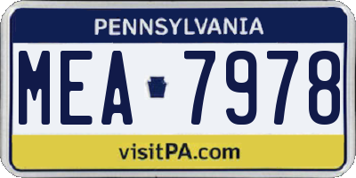 PA license plate MEA7978
