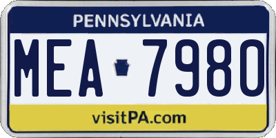 PA license plate MEA7980